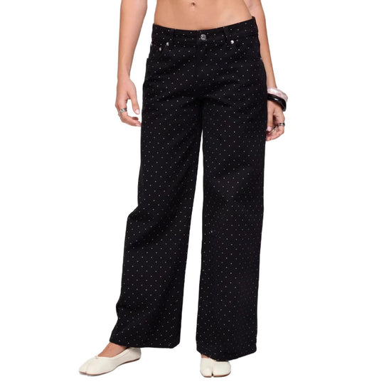 Damen weite Denim-Jeans mit Polka-Dots R&B