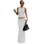 Damen Polka Dots Maxikleid Set R&B