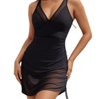 Damen raffinierter Badeoverall mit transparenter Oberlage R&B