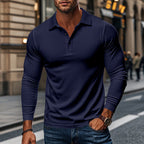 Herren Langarm-Polohemd mit strukturiertem Stoff R&B