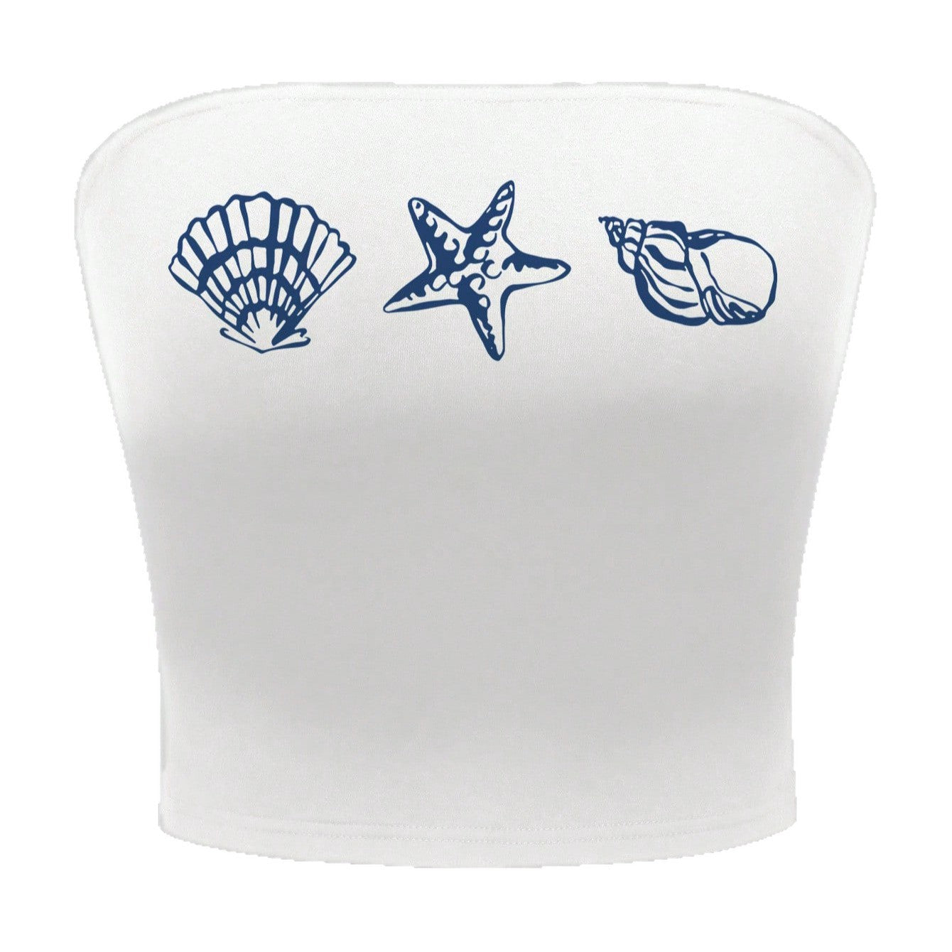 Damen Bandeau-Top im maritimen Design mit muschelförmigen Motiven R&B