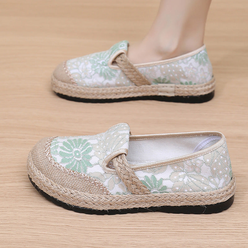 Damen bequeme Slip-On Freizeitschuhe mit floralem Dekor R&B