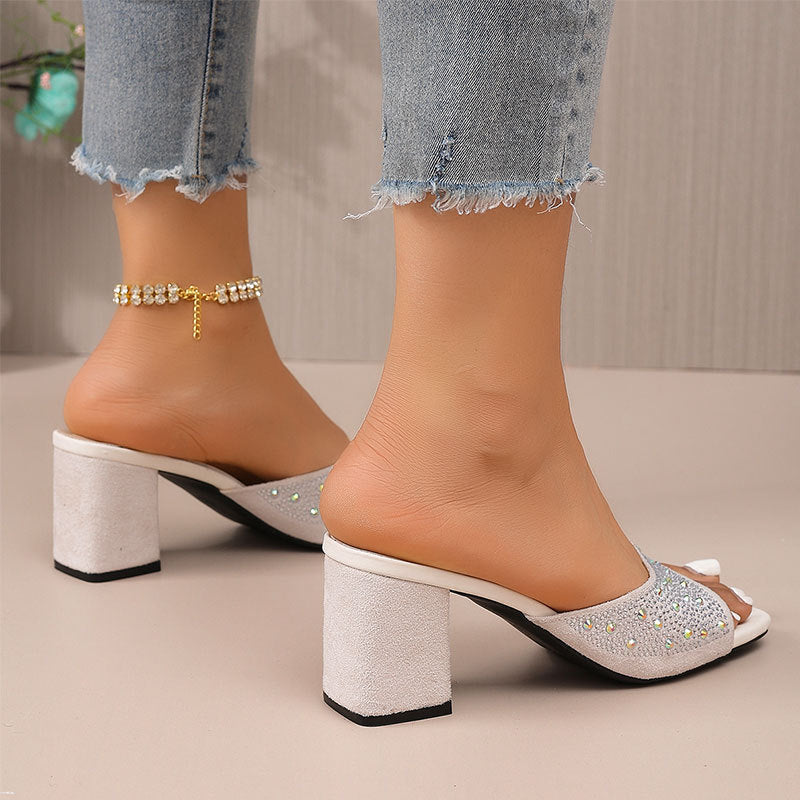 Damen elegante Riemensandalen mit Glitzerakzenten R&B