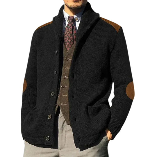 Herren Strickjacke mit klassischem Schalkragen und eleganten details R&B