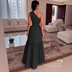 Damen Maxi-Kleid mit asymmetrischem Schnitt und elegantem Taillengürtel R&B