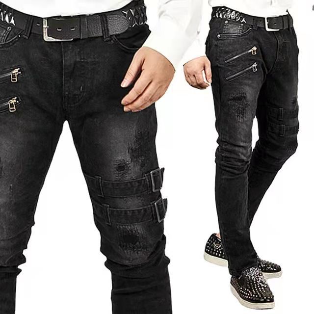 Herren Jeans mit stylischem Reißverschluss und Distressed-Details R&B