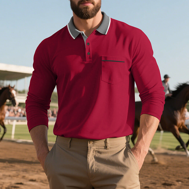 Herren Poloshirt mit trendigem Design und bequemen langen Ärmeln R&B