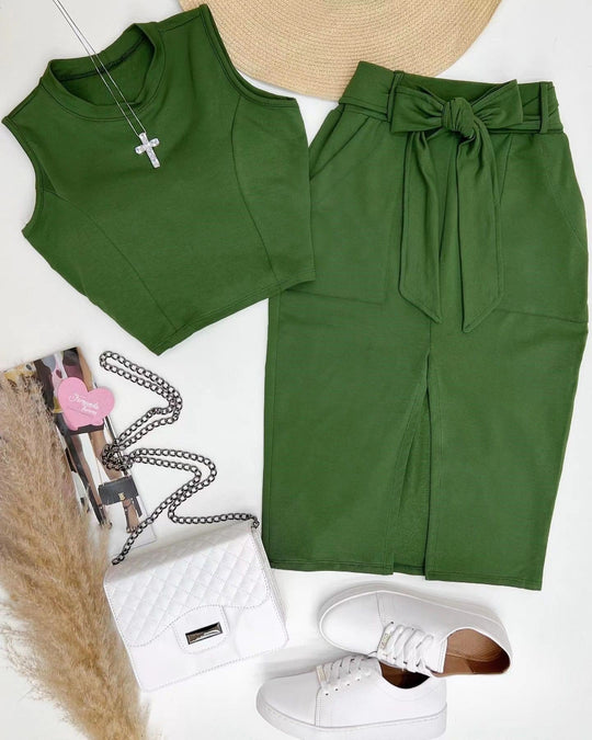 Damen elegantes und modisches Oberteil mit Wickelrock R&B