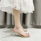 Damen elegante transparente Blockabsatz-Sandalen R&B