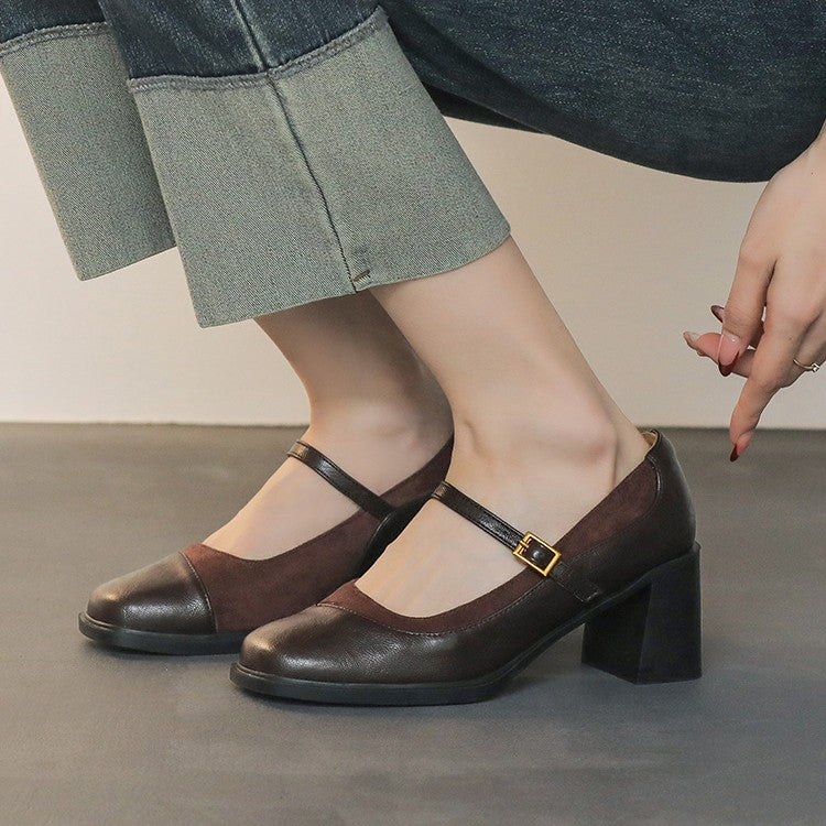 Damen Elegante Mary Jane Schuhe mit Blockabsatz und stilvollem Riemchen R&B