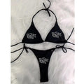 Damen Bikini-Set mit glitzerndem Druck und verstellbaren Trägern R&B