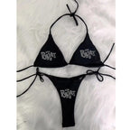 Damen Bikini-Set mit glitzerndem Druck und verstellbaren Trägern R&B