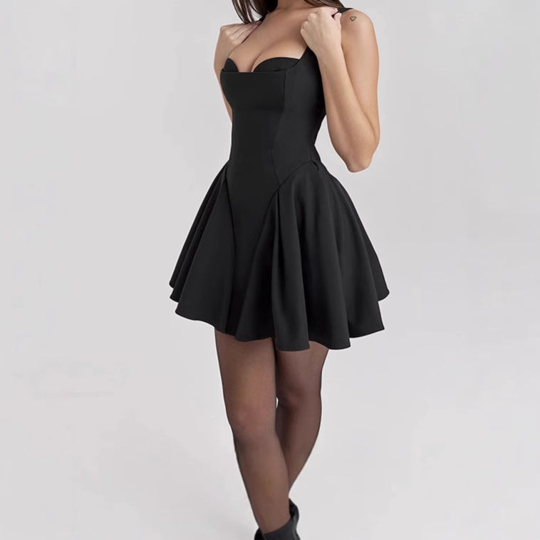 Damen Elegantes Minikleid im A-Linien-Schnitt mit herzförmigem Ausschnitt R&B