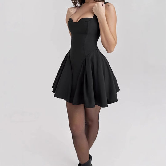 Damen Elegantes Minikleid im A-Linien-Schnitt mit herzförmigem Ausschnitt R&B