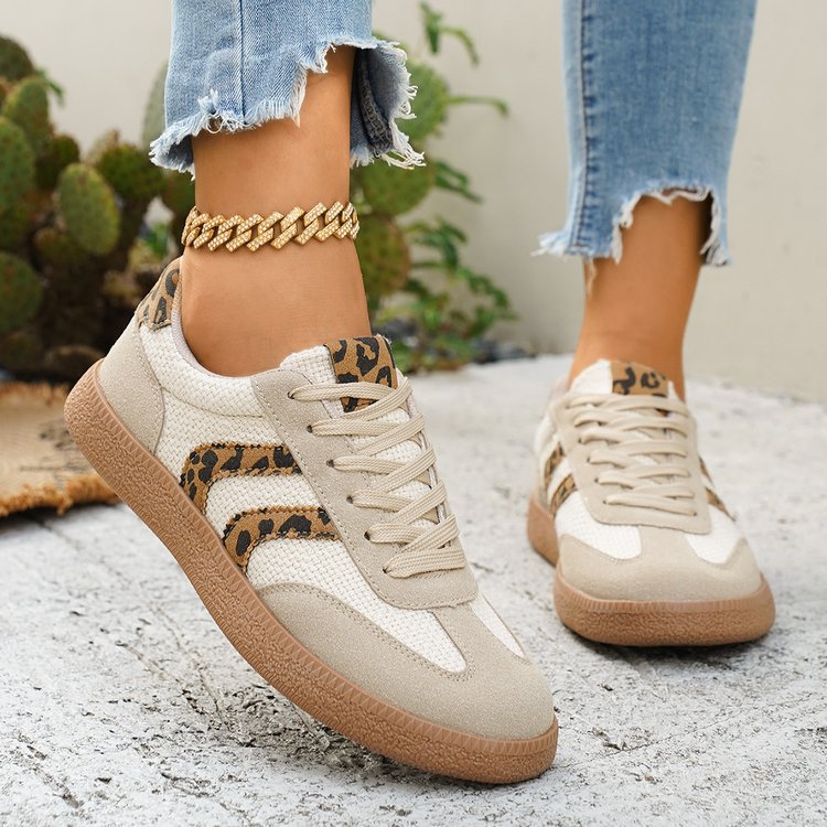 Damen Sportliche Sneakers mit Leoprint-Design und atmungsaktiver Oberflächenstruktur R&B