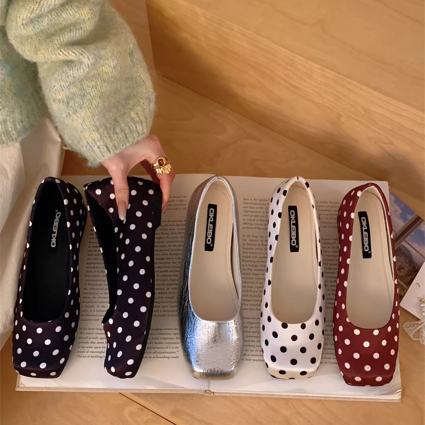 Damen Ballerinas mit polka Punkte Design und komfortablem Innenfutter R&B