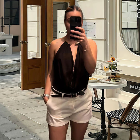 Damen Elegantes Maxikleid mit Drapierung und tiefem V-Ausschnitt R&B