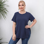 Damen lässiges T-Shirt mit seitlichen Eingrifftaschen R&B