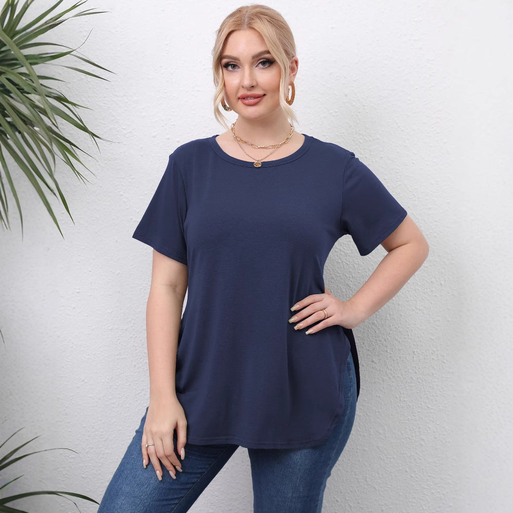 Damen lässiges T-Shirt mit seitlichen Eingrifftaschen R&B