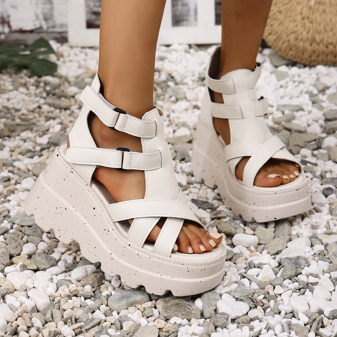 Damen Wedge-Sandalen mit verstellbaren Riemen und komfortablem Fußbett R&B