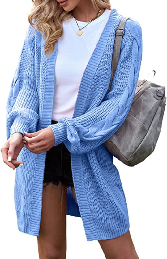 Damen Grobstrick-Kimono-Cardigan mit lässigen Oversized-Ärmeln R&B