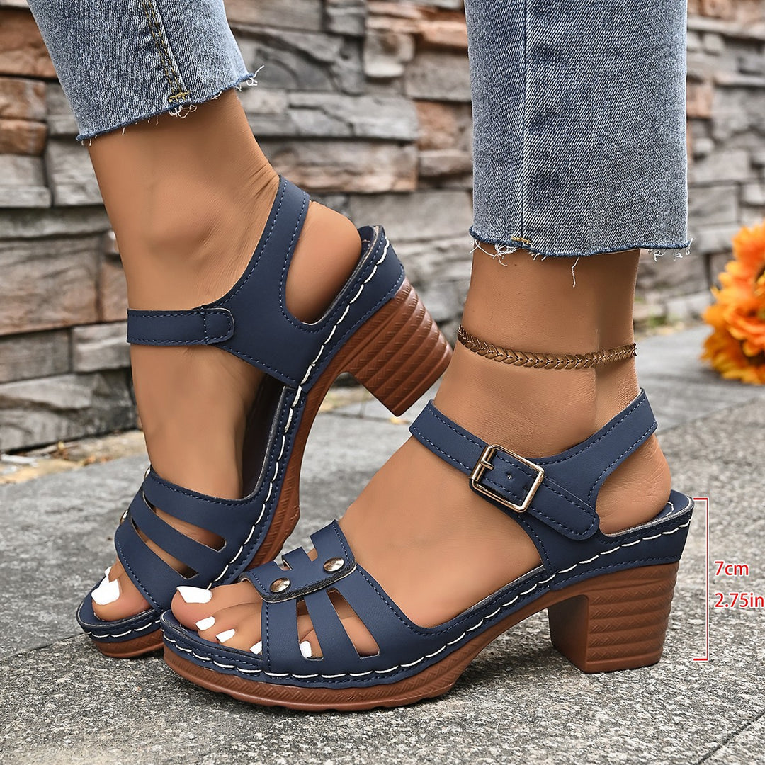 Damen Halbsandalen mit Blockabsatz R&B