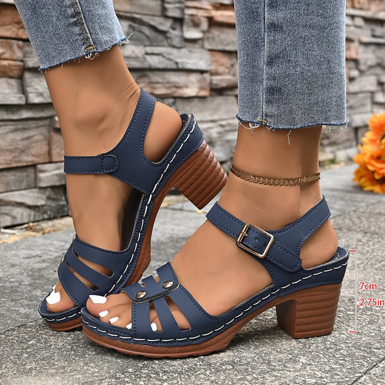 Damen Halbsandalen mit Blockabsatz R&B