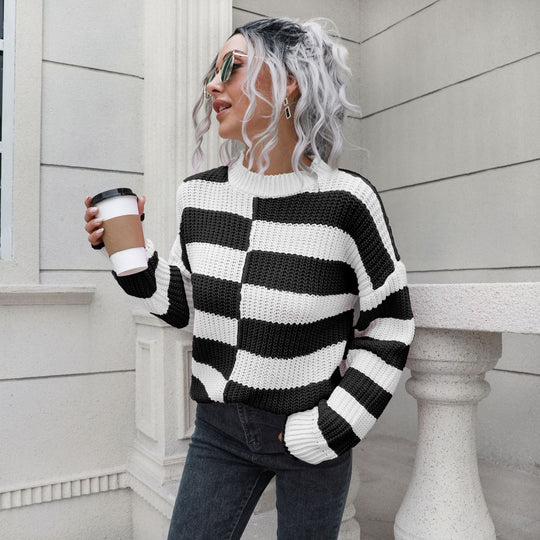 Damen Strickpullover mit Streifenmuster von R&B