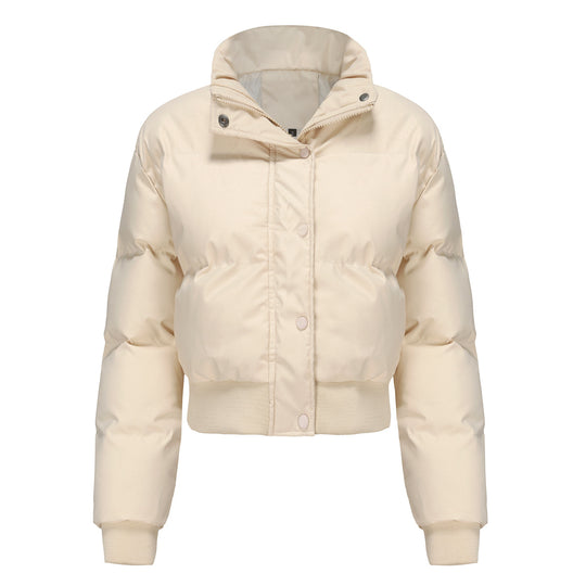 Damen cropped Steppjacke mit hohem Kragen und praktischen Druckknöpfen R&B