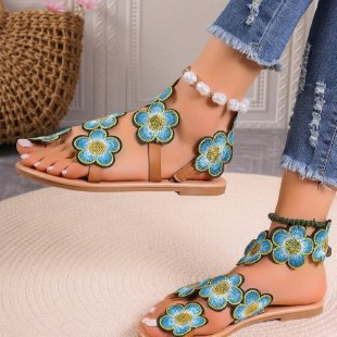 Damen Modische Sandalen mit floralen Applikationen R&B