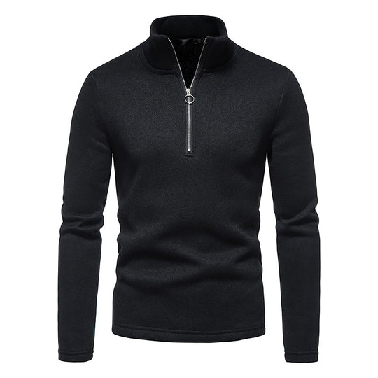 Herren Fleecepullover mit Stehkragen und innovativem Reißverschluss R&B