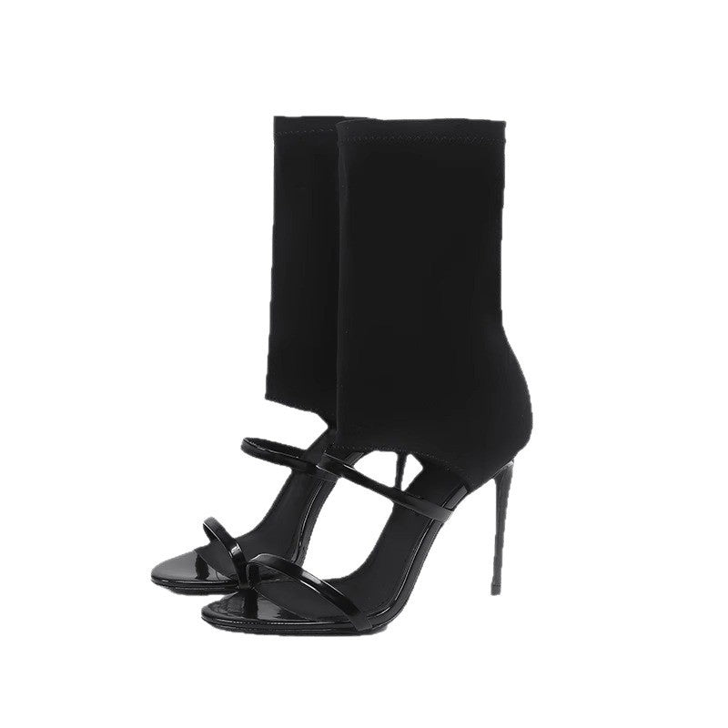 Damen elegante Ankle Boots mit stretchigem Obermaterial und stilvollem hohen Absatz R&B