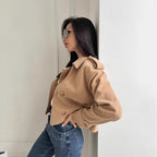 Damen Modische Kurzjacke mit doppelter Knopfleiste und lässigem Schnitt R&B