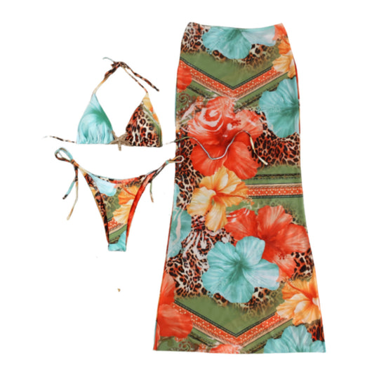 Damen Bikini-Set mit floralem Design und umschmeichelndem Cover-Up R&B
