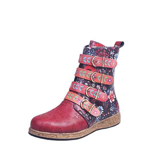 Damen modische Stiefeletten mit bunten Verzierungen und komfortabler Sohle R&B