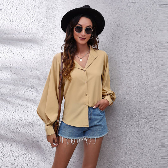 Damen Oversized Longsleeve Bluse mit lässigem Schnitt und voluminösen Ärmeln R&B