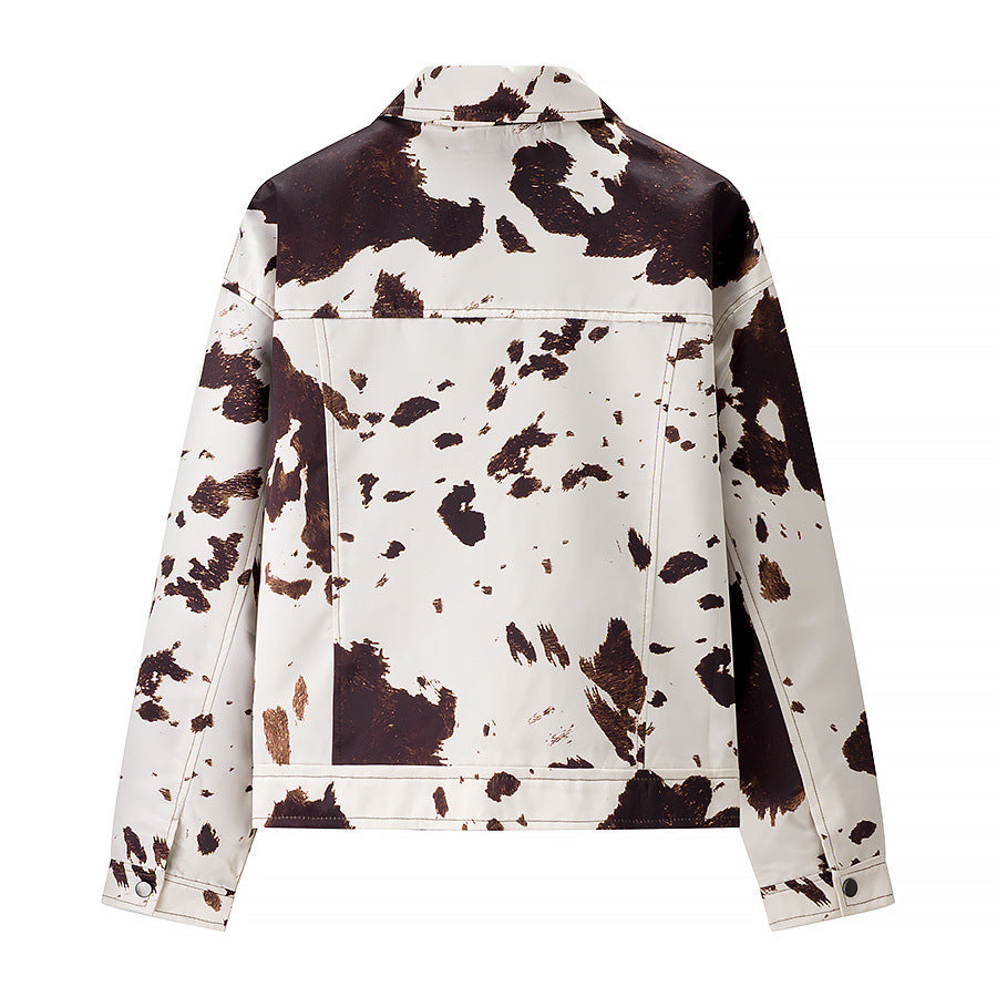 Damen angesagte Kunstlederjacke im angesagten Cow-Print R&B