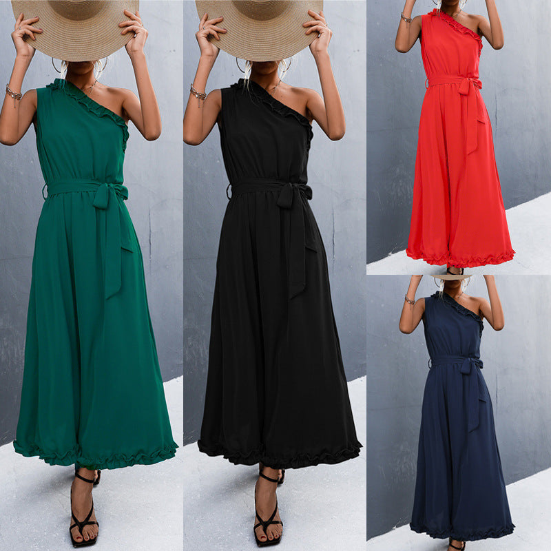Damen Maxikleid mit schulterfreiem Design und eleganter Rüsche R&B