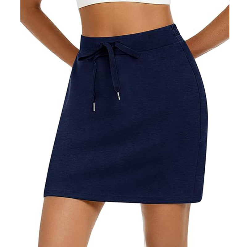 Damen Sportlicher Minirock mit Verstellbarem Kordelzug und Seitlichen Taschen R&B