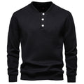 Herren Langarm-Pullover mit Knopfleiste und strukturiertem Gewe