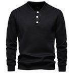 Herren Langarm-Pullover mit Knopfleiste und strukturiertem Gewe