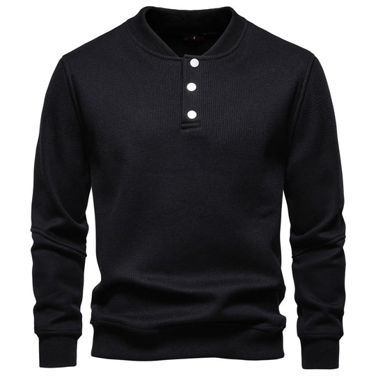 Herren Langarm-Pullover mit Knopfleiste und strukturiertem Gewebe R&B