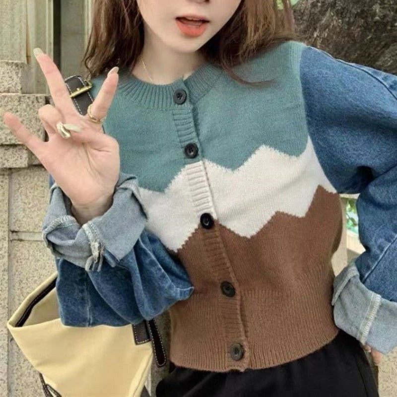 Damen Trendige Strickjacke mit modernen Farbakzenten R&B