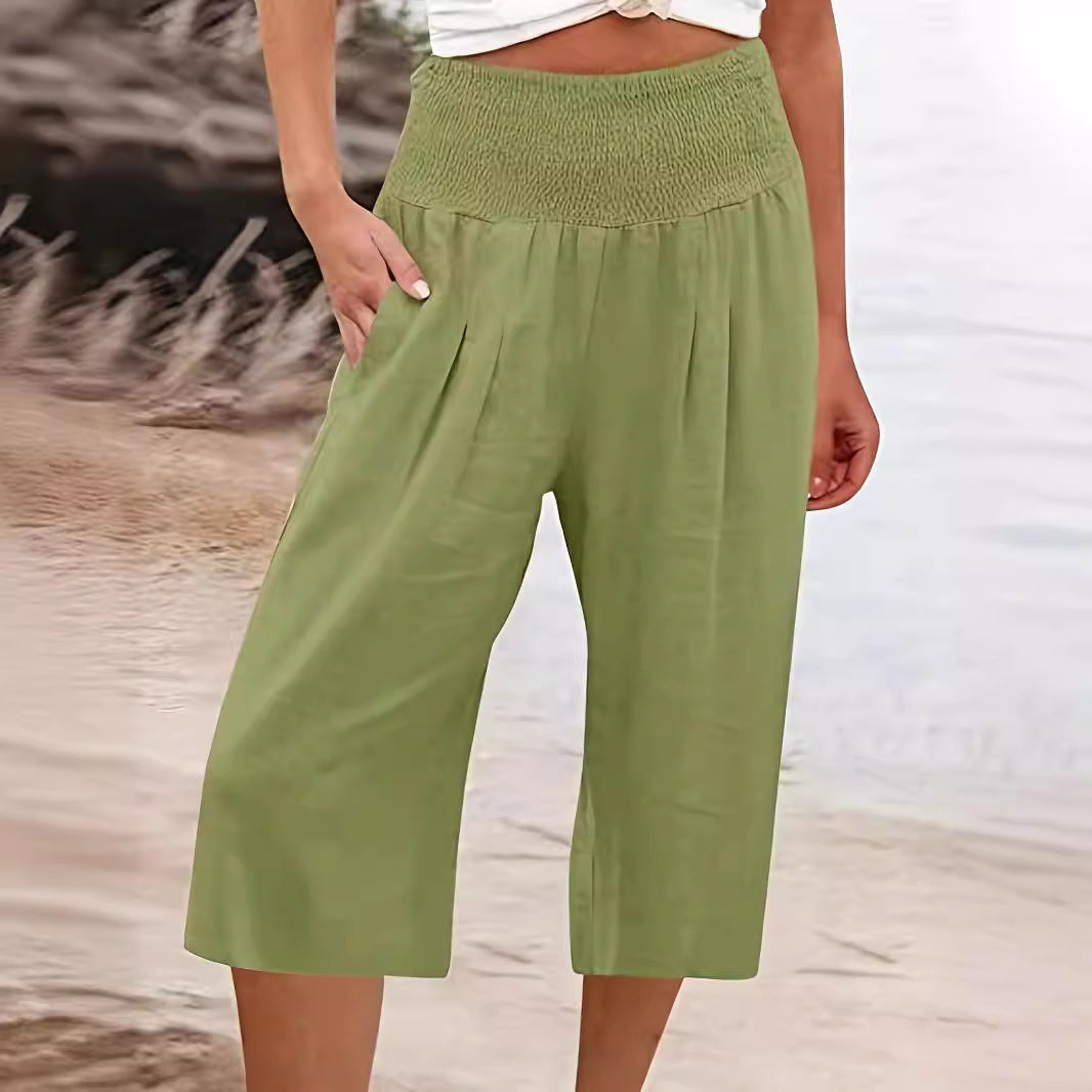 Damen Elegante Culottes mit dehnbarem Bund und Taschen R&B