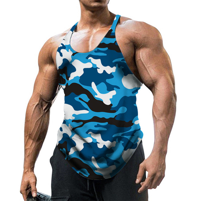 Herren ärmelloses Fitnessshirt im modernen Camouflage-Design R&B