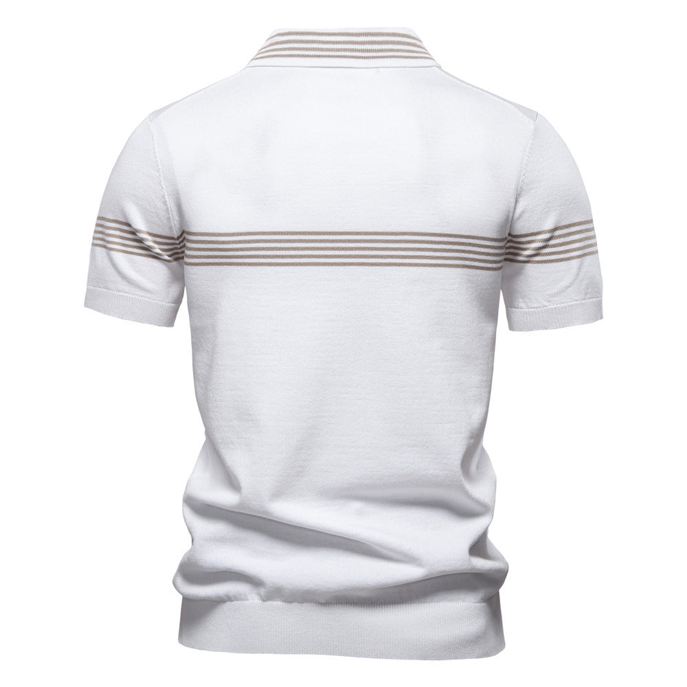Herren Polo-Shirt mit elegantem Reißverschluss und sportlichem Streifenmuster