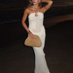 Damen Häkel Strandkleid im eleganten Design mit Schlüsselilloch und fließender Silhouette R&B
