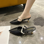 Damen Elegante Slingback-Pumps mit Perlenschmuck EB