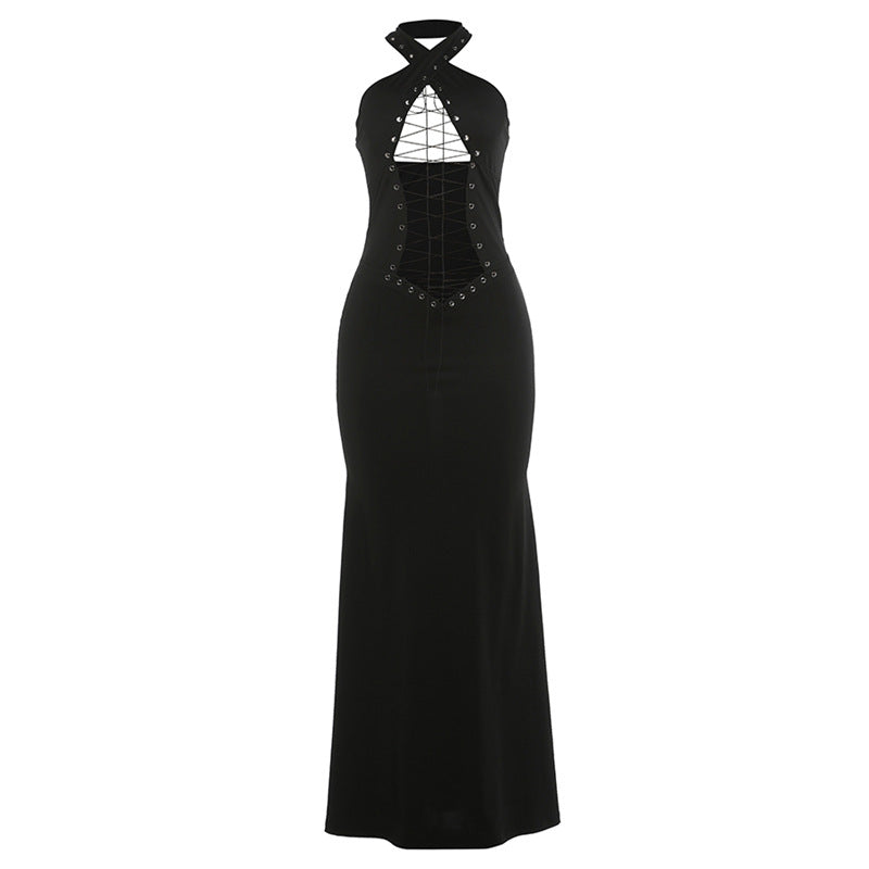 Damen Elegantes Maxi-Kleid mit raffiniertem Schnürungsdesign R&B