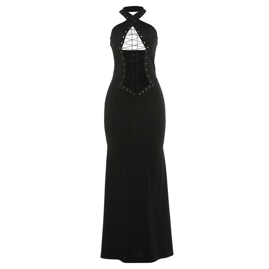 Damen Elegantes Maxi-Kleid mit raffiniertem Schnürungsdesign R&B
